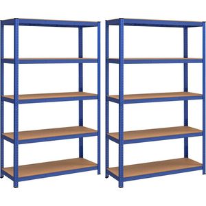 Stellingkast Valda - 60x120x200cm - Set van 2 - Opbergrek - Metaal - 875 kg draagvermogen - 5 Verstelbare lagen