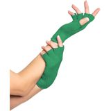 Partychimp Vingerloze Handschoenen voor bij Carnavalskleding Dames Carnaval Accessoires Verkleedkleren Volwassenen - Groen- Katoen/Polyamide/Elastaan - One-Size