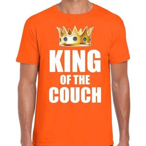 Koningsdag t-shirt king of the couch oranje voor heren - Woningsdag - thuisblijvers / Kingsday thuis vieren XL