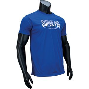 Super Pro Stripes Sportshirt DryFit T-Shirt Blauw/Wit - L