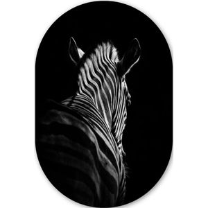 Zebra - Dier - Zwart wit - Wilde dieren Kunststof plaat (3mm dik) - Ovale spiegel vorm op kunststof