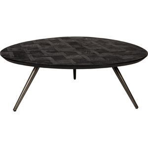 PTMD Fieron Black wooden coffee table organic round