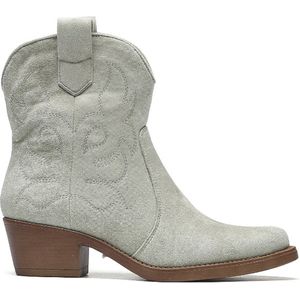 SmileFavorites® Dames Cowboylaarzen met Hak Kort - Groen - Suedine - Maat 42