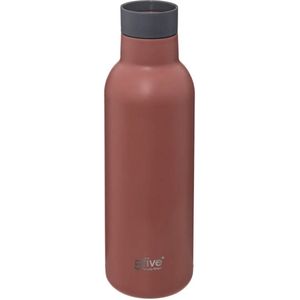 RVS drinkfles 450 ml met dop 360° - Terracota - duw dop - waterfles - thermosfles - Met dubbele wand - Thermosbeker Koffie, Thee en Koele dranken - Travel Mug