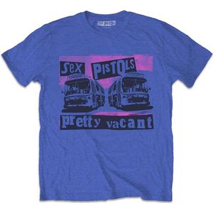 Sex Pistols - Pretty Vacant Coaches Heren T-shirt - M - Blauw