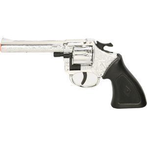 Cowboy Verkleed Speelgoed Revolver/Pistool Kunststof 8 Schots Plaffertjes - Verkleedattributen