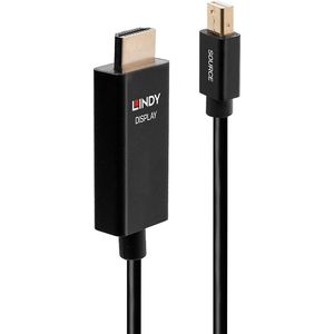 LINDY 40923 DisplayPort-kabel Aansluitkabel Mini DisplayPort-stekker, HDMI-A-stekker 3.00 m Zwart