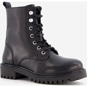 Hush Puppies leren meisjes veterboots - Zwart - Maat 34