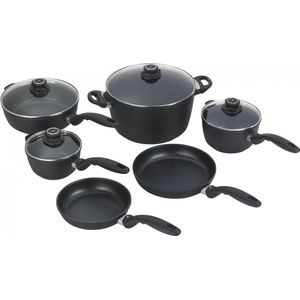 Swiss Diamond Pannen - Non Stick - Aluminium/ Bakeliet/ Gehard Glas - Set van 6 Stuks - Zwart