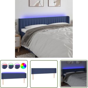 The Living Store Hoofdbord LED 183x16x78/88 cm stof blauw - LED Hoofdbord - Hoofdbord Blauw - Led Lampen - Slaapkamers - Beddecoratie