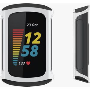 kwmobile 2x hoes geschikt voor Fitbit Charge 6 / Charge 5 hoesje - Cover van silicone - Hoesje voor activity tracker - In zwart / zilver