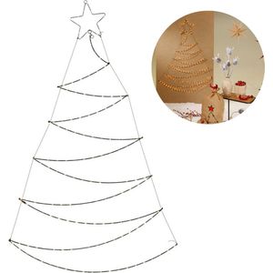 Cheqo® Verlichte Kerstboom - Kerstfiguur - Voor Binnen en Buiten - Kerstdecoratie - Wanddecoratie - Kerstverlichting - 110cm - 125 LED
