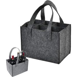 Allecto Plus - Bottle Carrier 6 Bottles Grijs, Herbruikbare Flessentas Mannen Handtas Biermand Cadeau Mannen Biergeschenken Mannen Drinkdragers Feest Reizen Picknick.