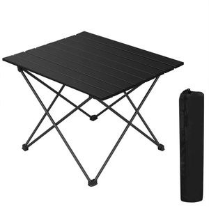 WARRAICH-Aluminium campingtafel, ultralicht, opvouwbaar, draagbaar met draagtas, zwart