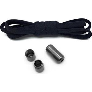 Elastische schoenveters - metalen sluiting - zwart