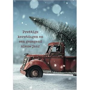 Christelijke kerstkaarten | Voordeelpakket | 10 kerstkaarten met enveloppen | Prettige kerstdagen - auto | MajesticAlly