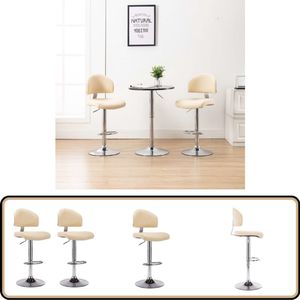 vidaXL Barkrukken - Set van 2 - Kunstleer - Crème Barstoel - Barkruk - Keukenstoelen - Eetkamerstoelen - Lounge Stoel
