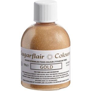 Sugarflair Sugar Sprinkles - Gekleurde Suiker - Goud - 100g - Eetbare Taartdecoratie