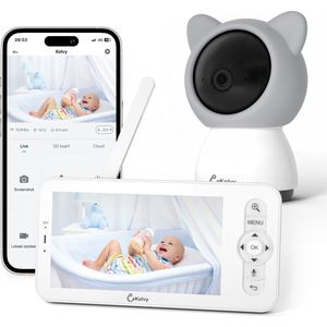 Kolvy® Babyfoon Pro - Intelligente Baby Monitor - Babyfoon met Camera en App - 1080p - Nachtzicht - Tweeweg Audio - Inclusief Slaapliedjes