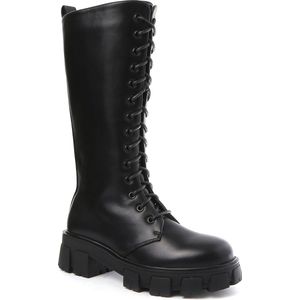 SmileFavorites® Veterboots - Zwart - Imitatieleer - Maat 36