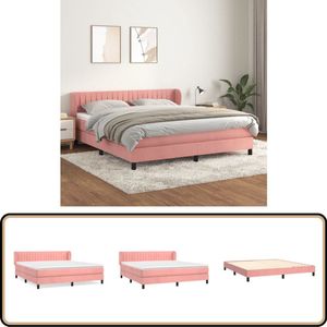 vidaXL Boxspring - Fluweel Roze - 180x200 cm Boxspringbed - Fluweel Bed - Roze Bed - Tweepersoonsbed - Pocketveer Matras