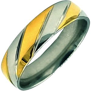 Tesoro Mio Michel – Stalen Ring – Staal In Kleur Zilver En Goud – 20 mm / Maat 63