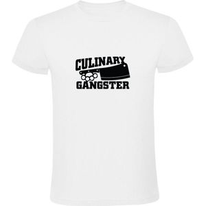 Culinary Gangster | Heren T-shirt | Wit | Culinair | Kookkunst | Koken | Chef-kok | Sous-chef | Restaurant | Keuken | BBQ | Barbecue | Slager | Butcher