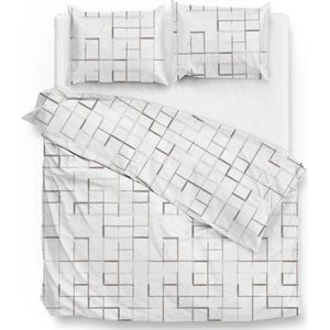 Zo! Home Alois Dekbedovertrek - Flanel - Tweepersoons - 200x200/220 cm - White/Grey