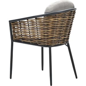 Garden Impressions Bali dining fauteuil - carbon black - natural rotan - desert sand