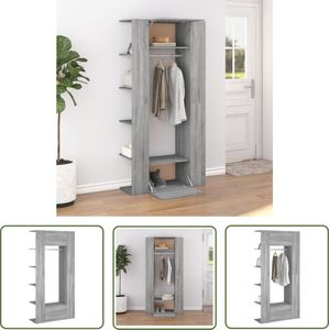 The Living Store Gangkasten 2 st bewerkt hout grijs sonoma eikenkleurig - Gangkast - Kast - Opbergkast - Houten Kast - Grijze Kast