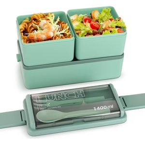 Bento Box, lekvrije lunchbox met vakken, broodtrommel voor kinderen voor kleuterschool en school, de snackbox voor onderweg, geschikt voor kinderen en volwassenen, vaatwasmachinebestendig