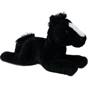 Pia soft Toys Knuffeldier lopend Paard - zachte pluche stof - premium kwaliteit knuffels - zwart - 35 cm - Paarden