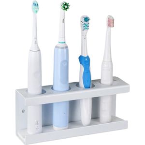 Tandenborstelhouder - houder voor tandenborstel - elektrische tandenborstelhouder - Wandgemonteerde elektrische tandenborstelhouder - 4 sleuven tandenborstelstandaard -met diatomeeënaarde - wit - 8.5*5*20 cm