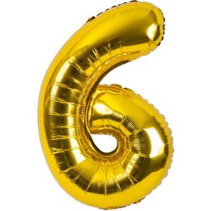 Festivz Gouden Cijfer Ballon 6 - Goud – 81 CM - Decoratie – Feestversiering – Golden - Verjaardag - Bruiloft - Feest