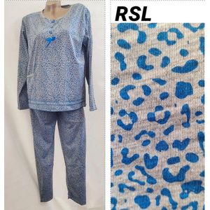 Dames pyjama set met panterprint 44-46 grijs/blauw