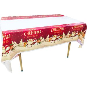 Kerst Tafelkleed Rood - Merry Christmas - Tafellaken - Kerstdiner - Christmas Diner130x220 cm kersttafelkleed wit rood - Wegwerp - Papier