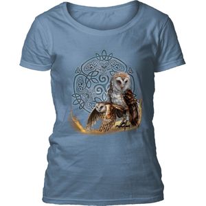 Ladies T-shirt Celtic Owl Magic Blue S