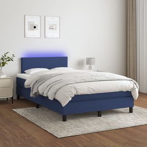 The Living Store Blauwe Boxspring - 203 x 120 x 78/88 cm - Met verstelbaar hoofdbord - gekleurde LED-verlichting en pocketvering matras