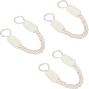 Deurstopper set van 3 - Deurklink 60 cm lang - Deurbeveiliging kinderen & huisdieren - Maritiem beige/wit - Duurzaam materiaal