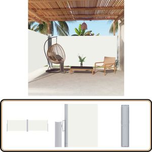 vidaXL Windscherm - Uittrekbaar - 180x600 cm - Crème Zonnescherm - Windscherm - Buitenschilderij - Terrassenscherm - Privacy Screen