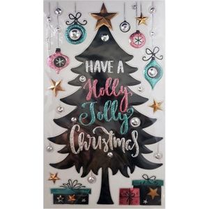 Peha Raamsticker Kerstboom 47,5 X 24,5 Cm Foam Zwart/blauw/roze