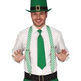 Fiestas Guirca Verkleed bretels voor volwassenen - groen/wit - St. Patricks Day - carnaval