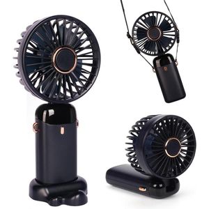 Handheld Fan Portable Mini USB Rechargeable Fans with 5 Speeds - Foldable Fan with Battery Powered - for Home Travel Office Digital Tech