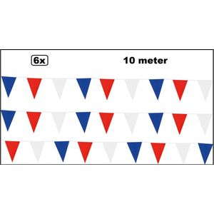 6x Vlaggenlijn rood/wit/blauw 10 meter - Meerkleurig - vlaglijn festival blok vlaglijn thema feest festival verjaardag landen