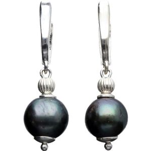 Bela Donaco - Oorbellen Pearl collection B10 – Sterling Zilver – Zwarte Parels