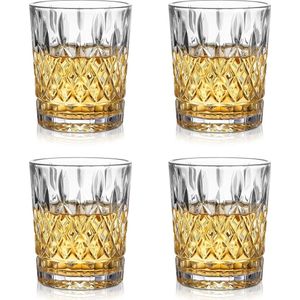 wisky glas - cadeauset voor mannen, papa, tumbler voor Scotch, cocktail, rum - Whiskyglazen 4pcs