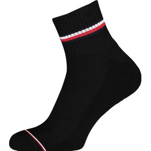 Tommy Hilfiger Iconic Quarter Socks (2-pack) - heren sneaker sportsokken katoen - zwart - Maat: 39-42