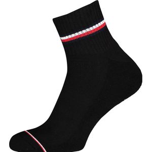 Tommy Hilfiger Iconic Quarter Socks (2-pack) - heren sneaker sportsokken katoen - zwart - Maat: 43-46