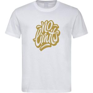Wit T-shirt met  "" No Limits "" print Goud size XXXL