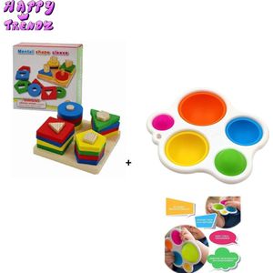 Happy Trendz® Dimple  Cadeau Baby sillicone  Simple Dimple Baby vanaf  10 maanden + Houten Educatie Speelgoed Figuren - Baby fidget toy - CADEAU Bekend van TikTok - Fijne Motoriek Ontwikkelen Junior